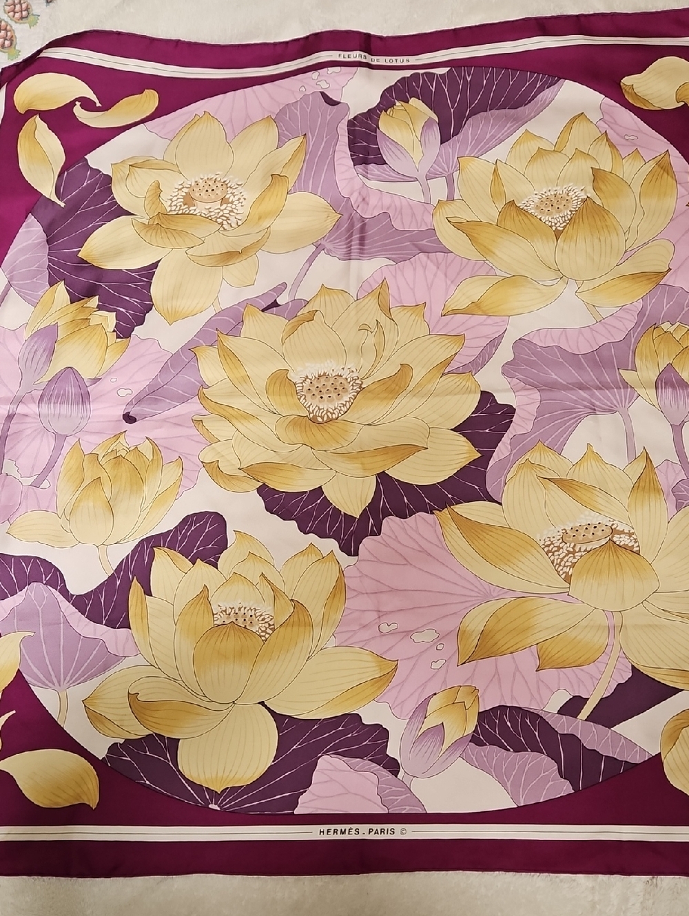 Vintage Authentic  Hermes " Fleurs de Lotus".